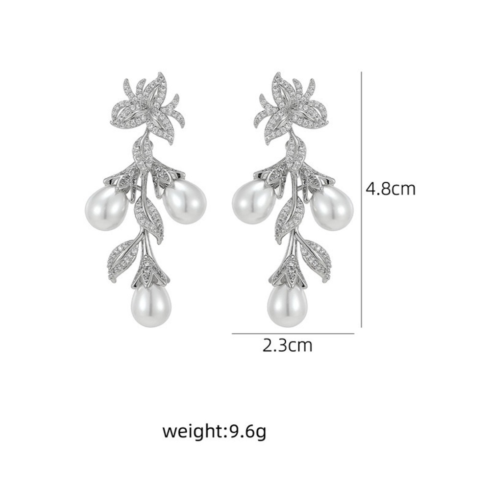 Elegant Pearl Drop Earrings with Cubic Zirconia ✨ - Picture 7 of 13